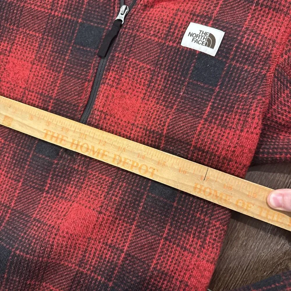The North Face Pullover Mens Size Sm Red Buffalo Plaid Check Fleece Gordon Lyons